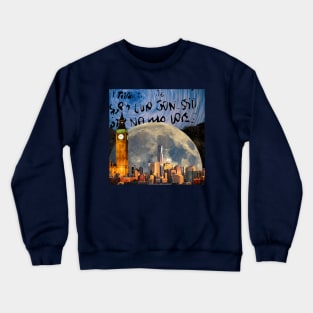 Cosmic Cities: A Surreal Collage Crewneck Sweatshirt